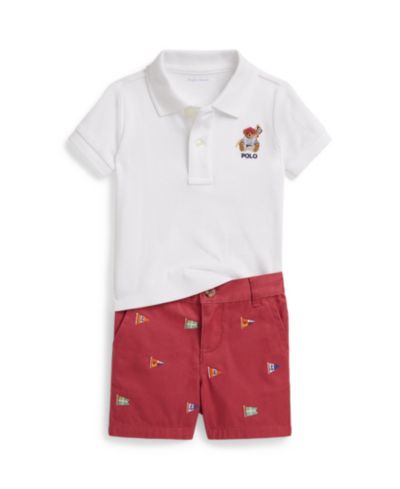 Polo Ralph Lauren Baby Boys' Bear Print Polo Shirt and Shorts, 2-Piece Set