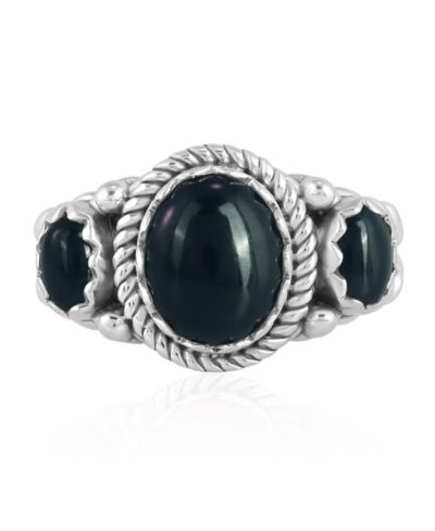 Кольцо American West Jewelry из стерлингового серебра с черным агатом, 3 камня, размеры от 5 до 11