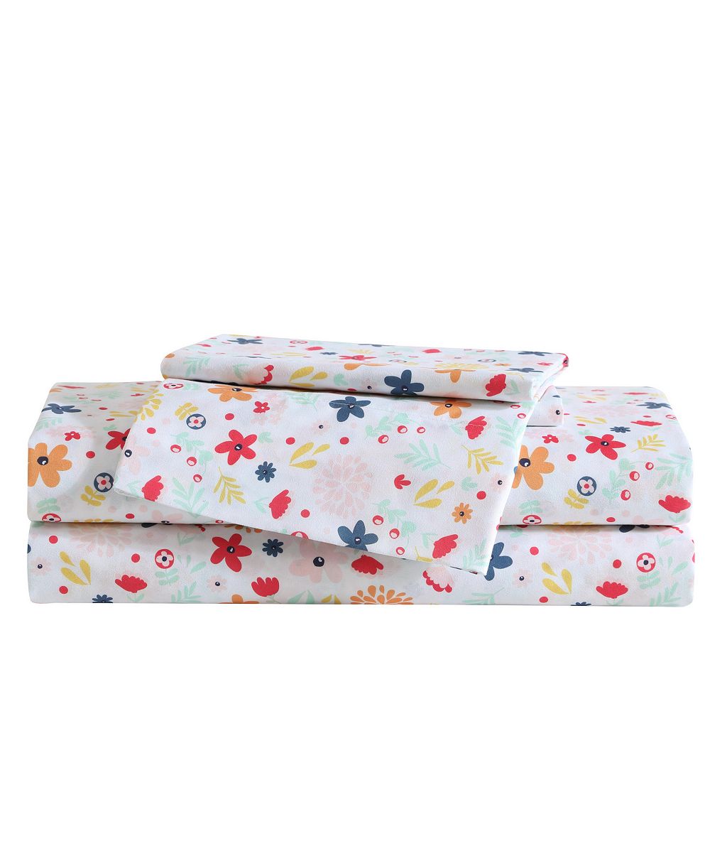 Eddie Bauer Colorful Floral Microfiber 3-Pc. Sheet Set, Twin
