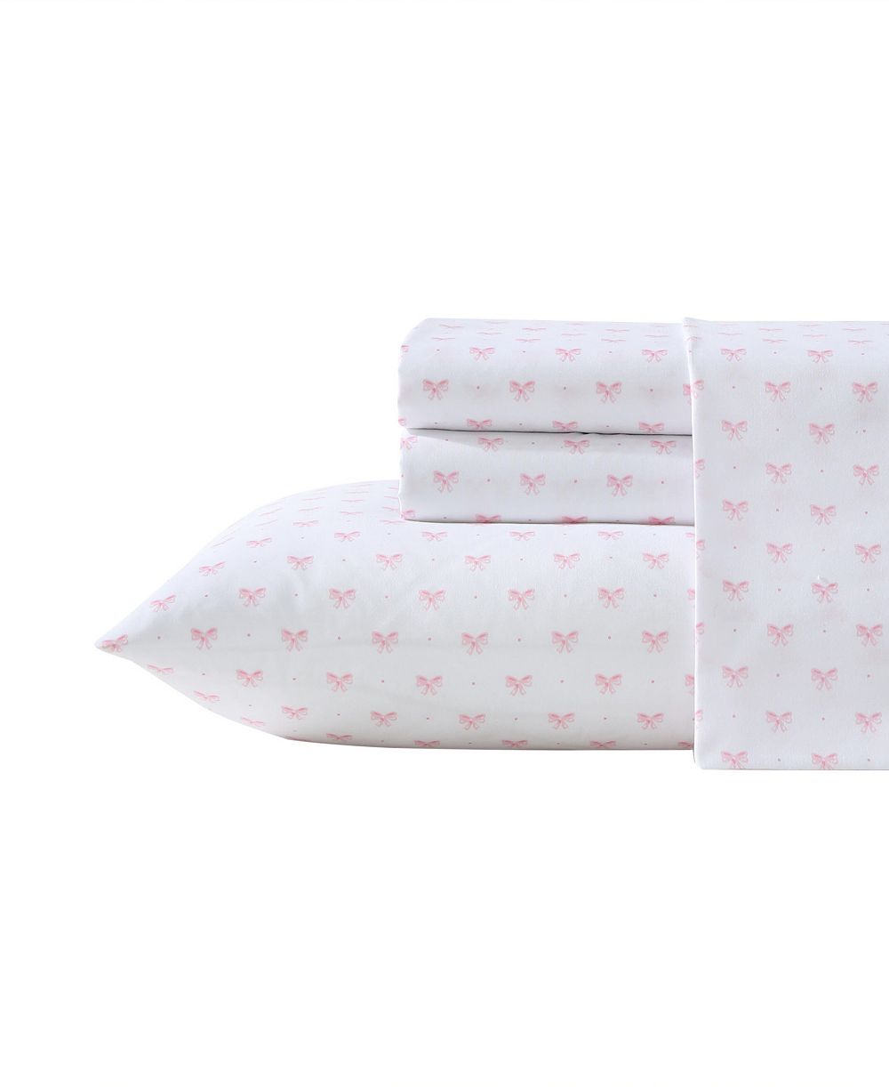 Laura Ashley Комплект постельного белья из микрофибры с бантами, Twin XL