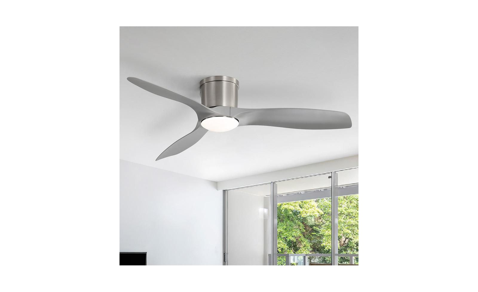 Sofucor 52-inch Modern Sand Nickel 3-Blade Flush Mount with Led Lights and Remote Control
