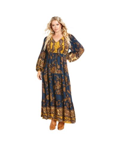 Avenue Women's Plus Size Ellery Long Sleeve Maxi Dress