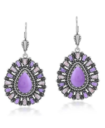 American West Jewelry серебряные серьги-подвески с фосфосидеритом, родохрозитом и аметистом в форме груши