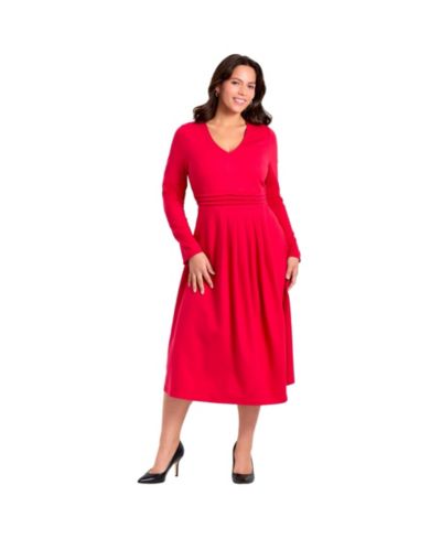AVENUE Women's Ponte Fit And Flare Midi Dress