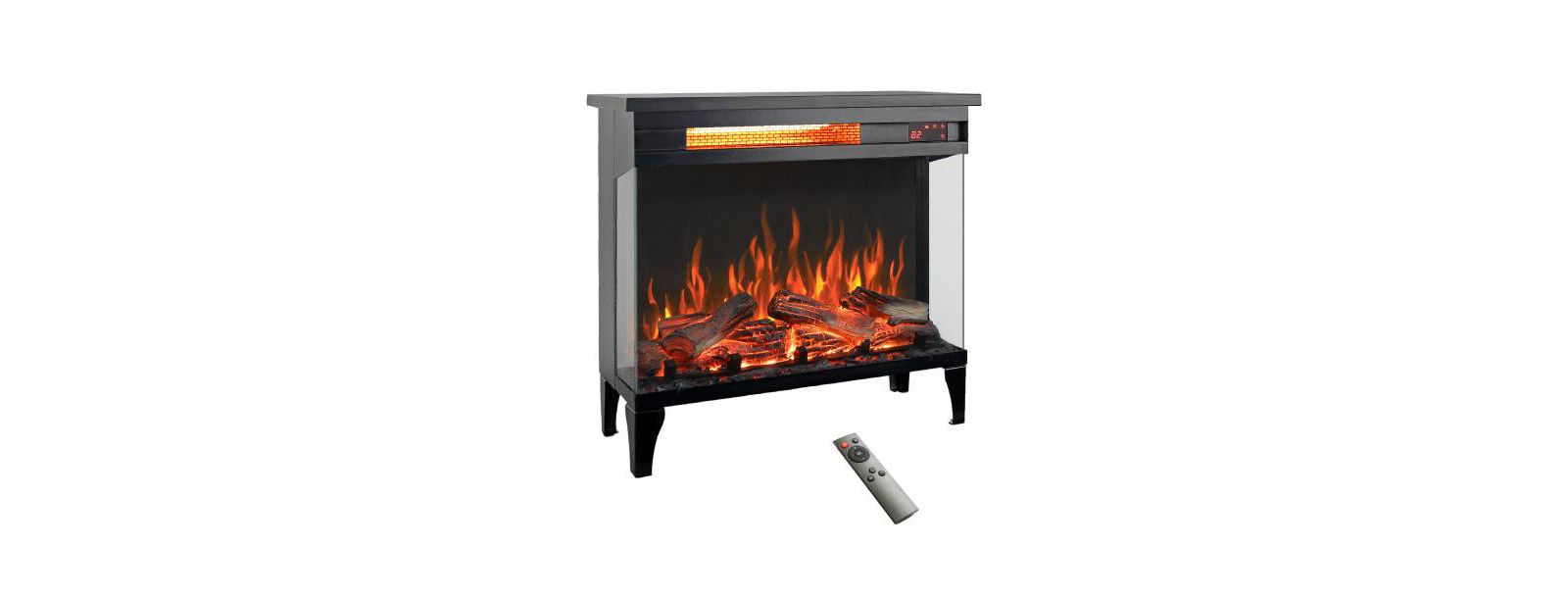 Flynama 24 inch three sided glass electric fireplace with feet