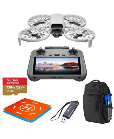 Дрон DJI Flip с пультом управления RC 2, комплект с картой памяти 128GB, рюкзаком, посадочной площадкой и картридером