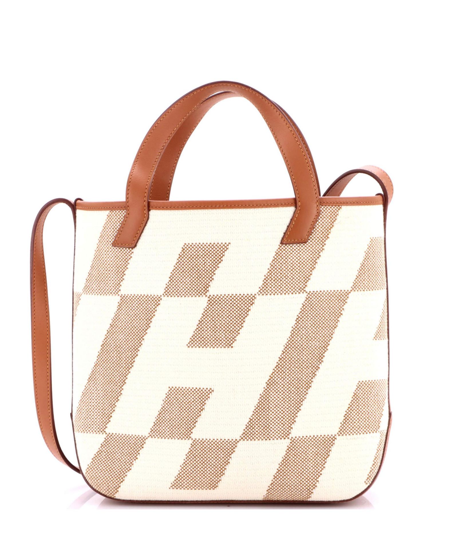 Б/у сумка HERMÉS 27 Cabas H en Biais из канваса с кожаной отделкой