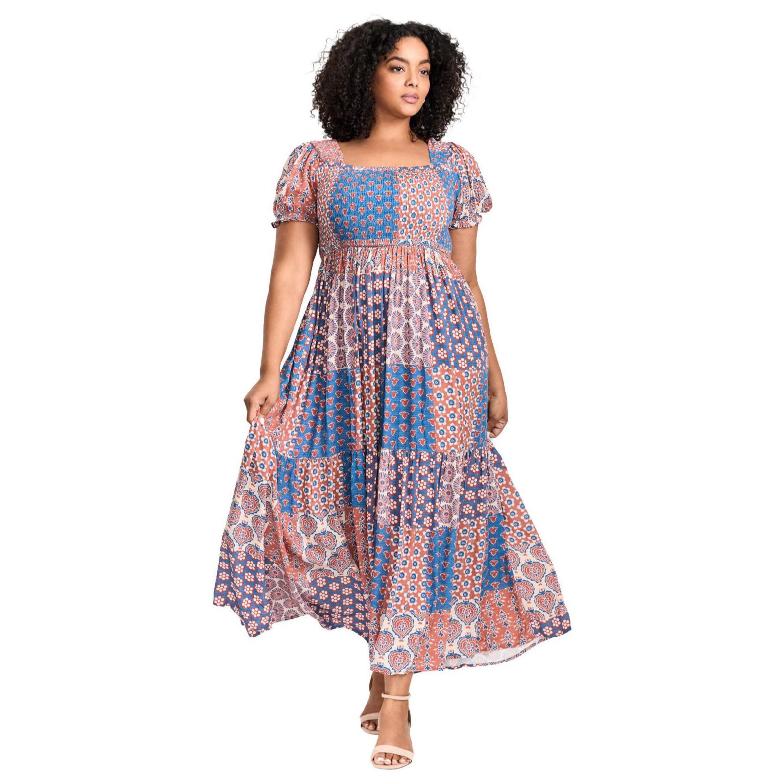 AVENUE Plus Size Sophia Shirred Bodice Maxi Dress