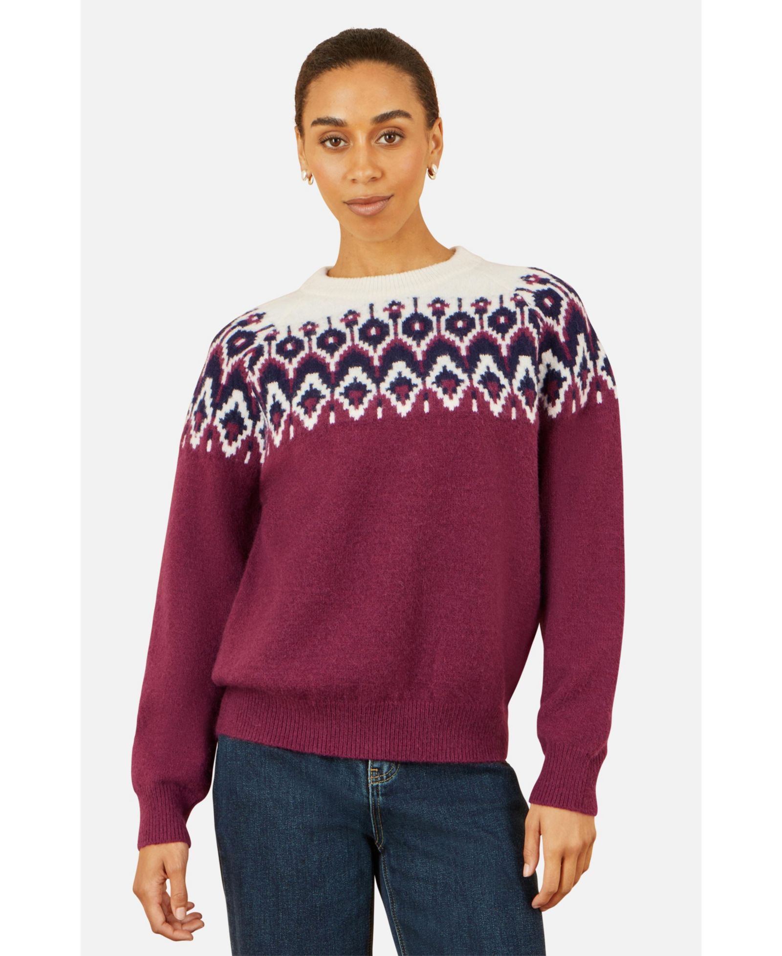 Женский вязаный свитер Yumi Fair Isle Relaxed Fit
