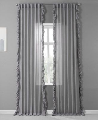 Half Price Drapes Ruffled Faux Linen Sheer Curtain