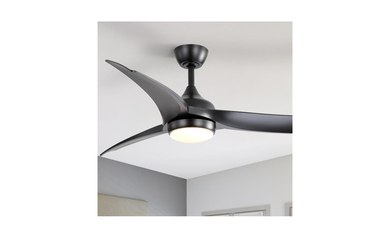 Sofucor 52-inch Modern Black Standard 3-Blade Ceiling Fan With Remote and Led Light