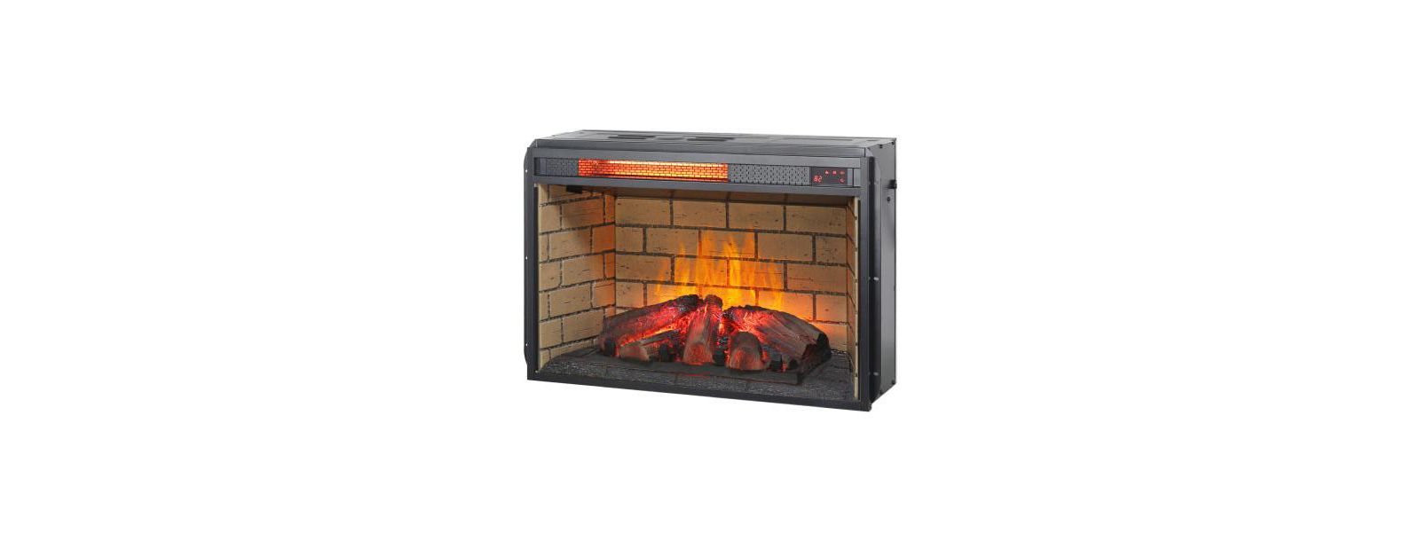 Flynama 26 inch infrared quartz heater fireplace insert -woodlog version with brick