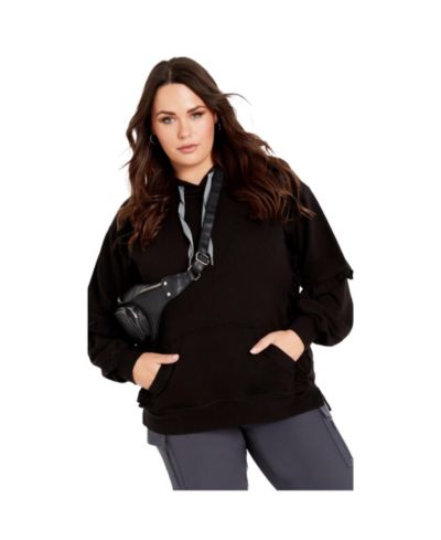Женская оверсайз толстовка Avenue Plus Size Frill Eggplant