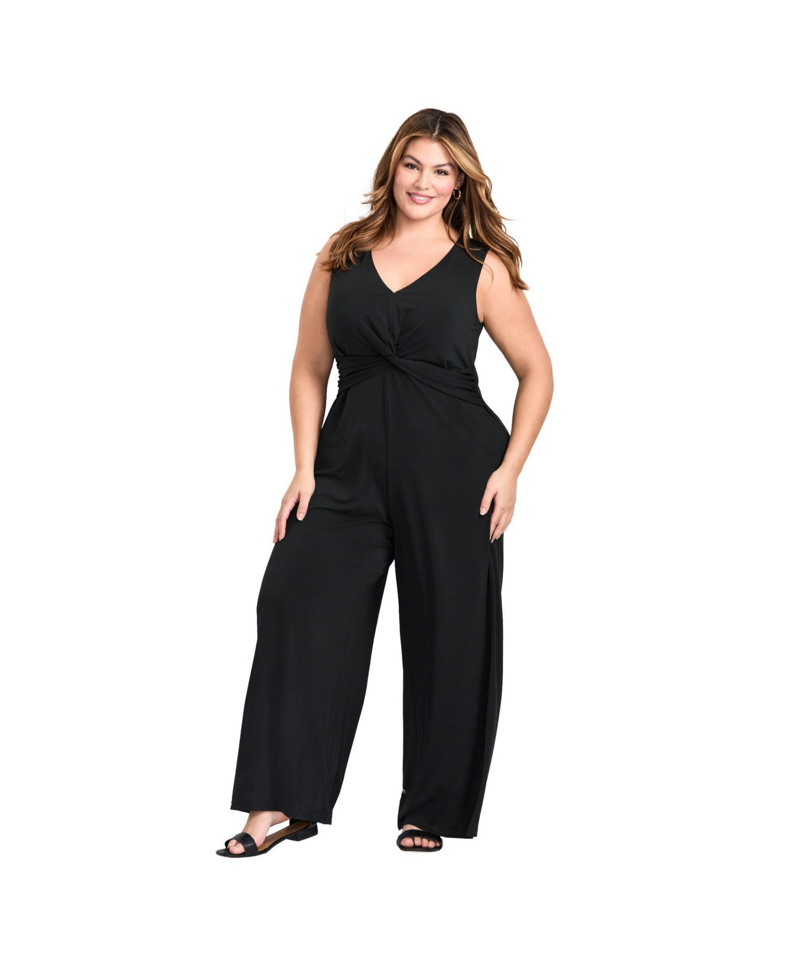 Avenue Women's Plus Size Audrey Twist Front Jumpsuit