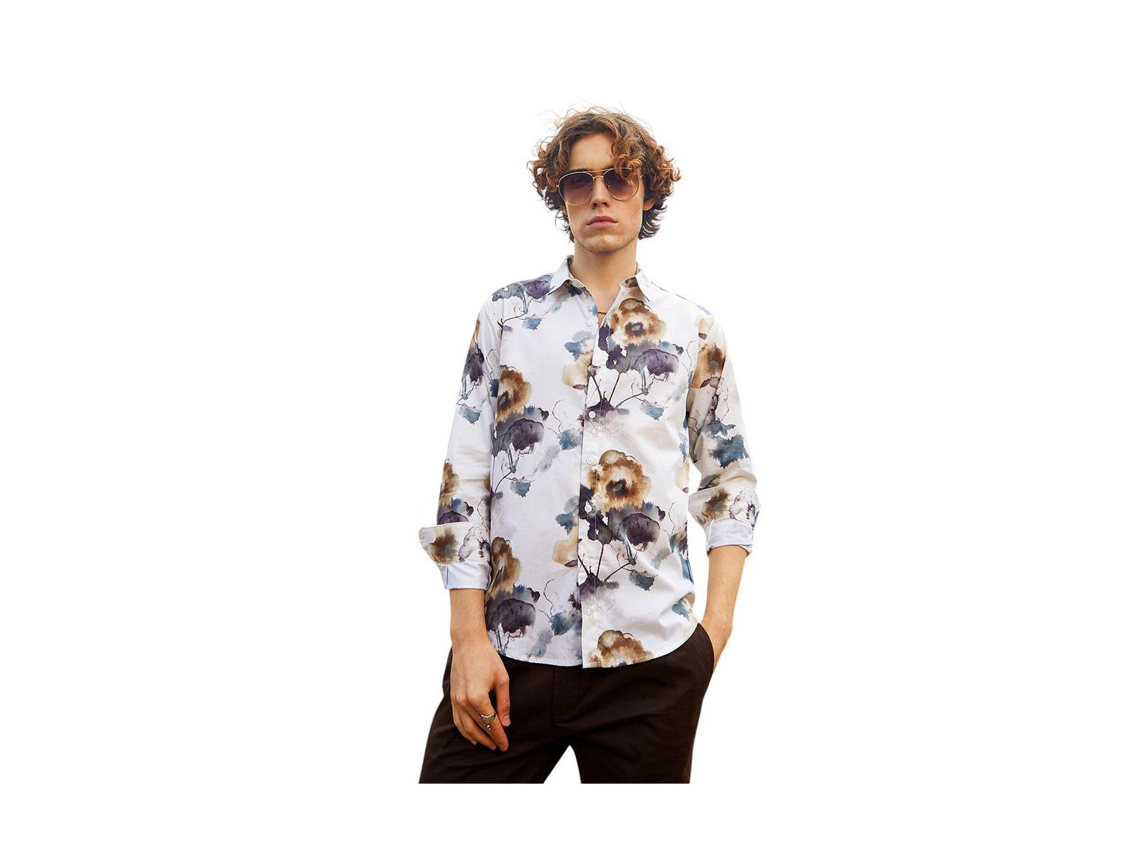 Campus Sutra Men's Off-White Earthy Splotch Shirt