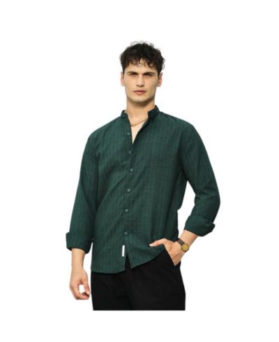 Мужская рубашка Campus Sutra Emerald Green Pinstriped-Tactile