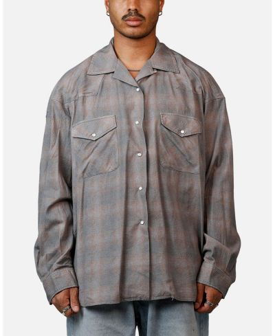 mnml Men's Mem's Faded Print Flannel Shirt