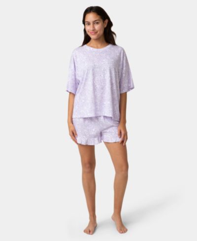 Hue Women's Oversized T-Shirt and Boxer Shorts Pajama, 2-Piece Set