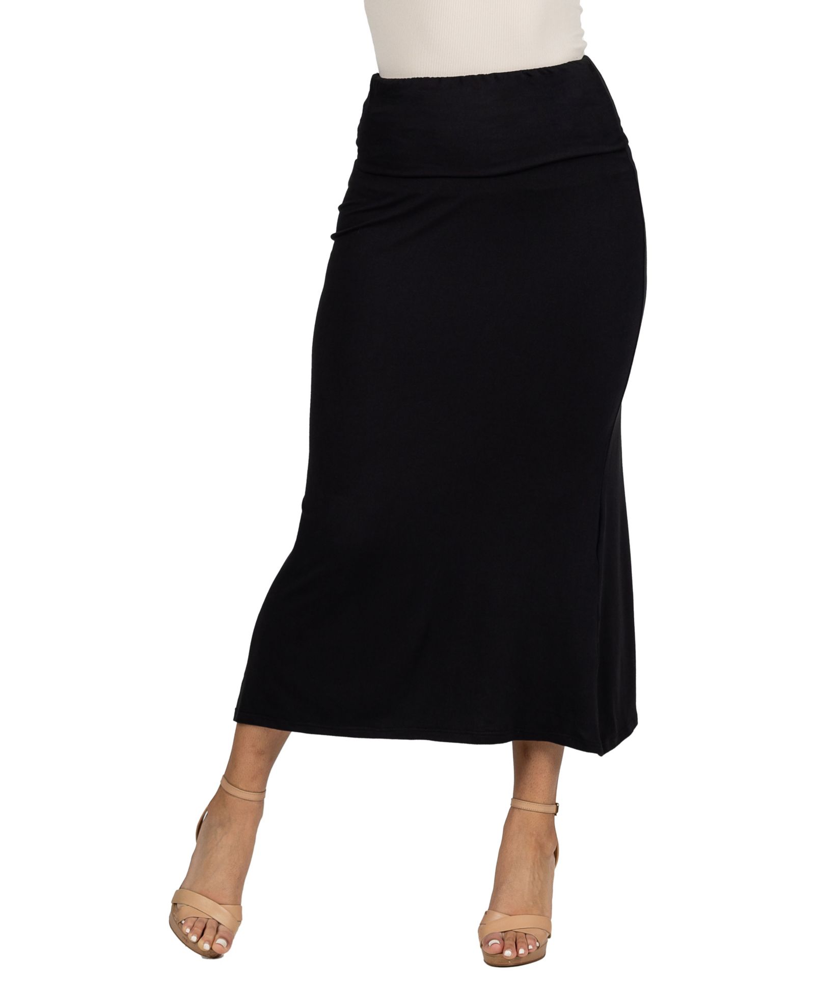 Макси-юбка 24seven Comfort Apparel Petite Comfortable Fold Over Maxi Skirt