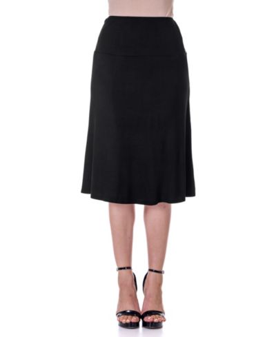 24seven Comfort Apparel Petite A Line Elastic Waist Knee Length Skirt