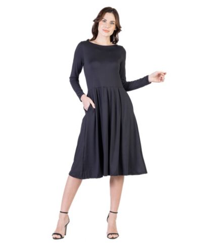 Женское платье 24seven Comfort Apparel Petite Midi Fit and Flare Pocket
