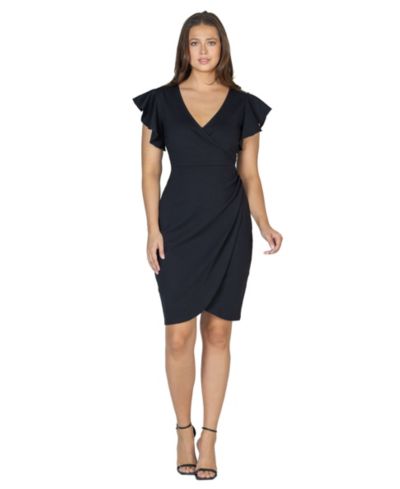 Платье Petite 24seven Comfort Apparel V-Neck Ruffle Sleeve Knee Length