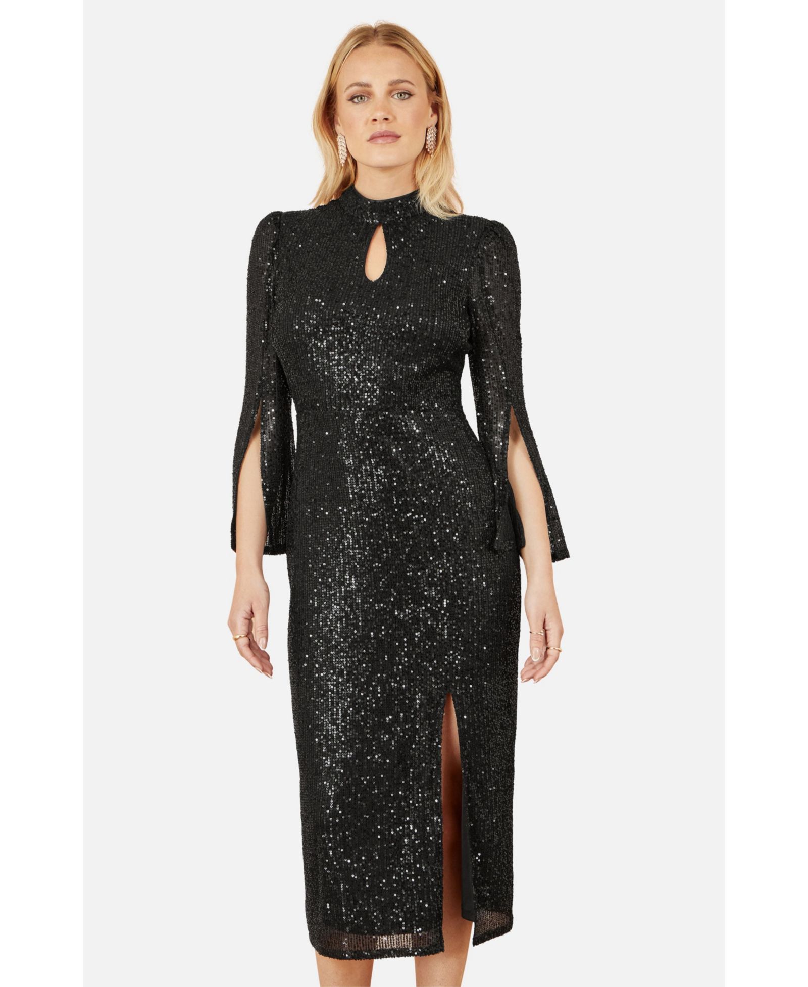 Yumi Women's Sequin Fitted Midi Dress