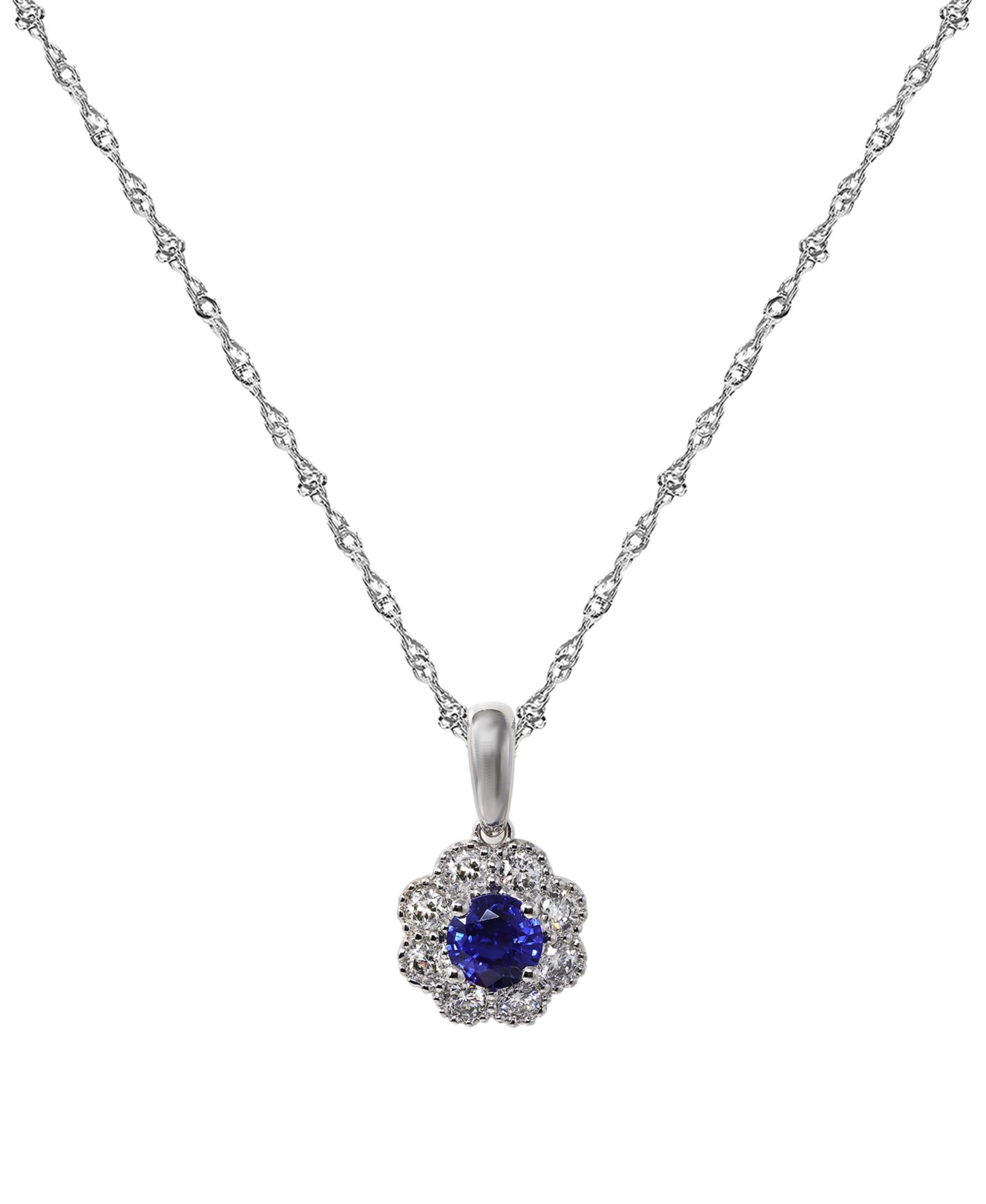 Macy's Подвеска Sapphire (1/3 ct. t.w.) & Diamond (1/5 ct. t.w.) в белом золоте 14k