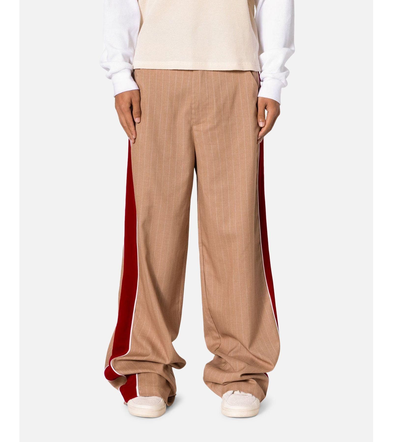 mnml Men's Pinstripe Velvet Trim Pants
