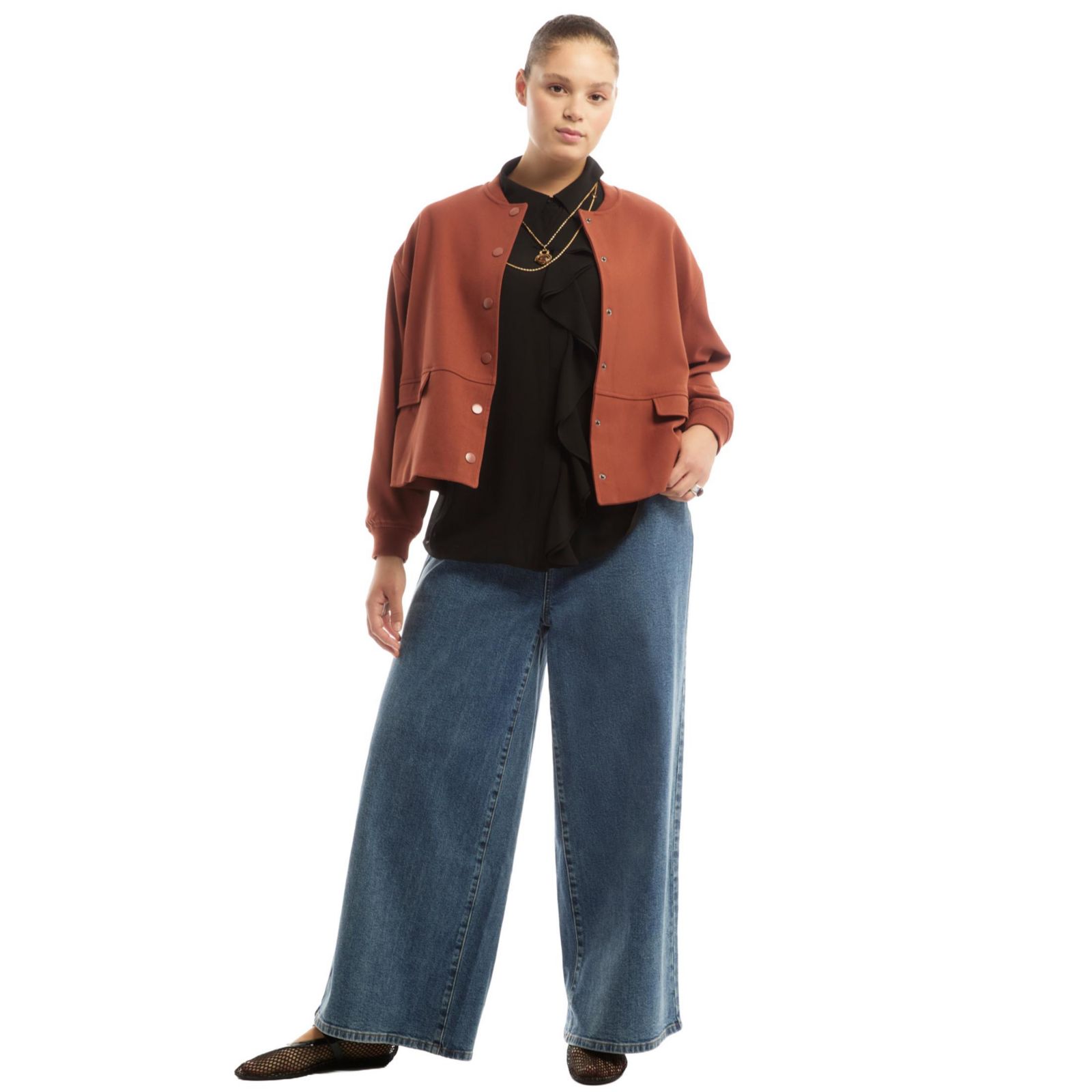 Женский укороченный бомбер June & Vie Cropped Bomber Jacket