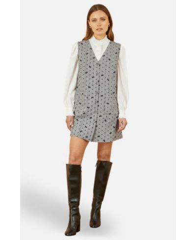 Женское платье Yumi Women's Bow Print Button Up Pinafore Dress