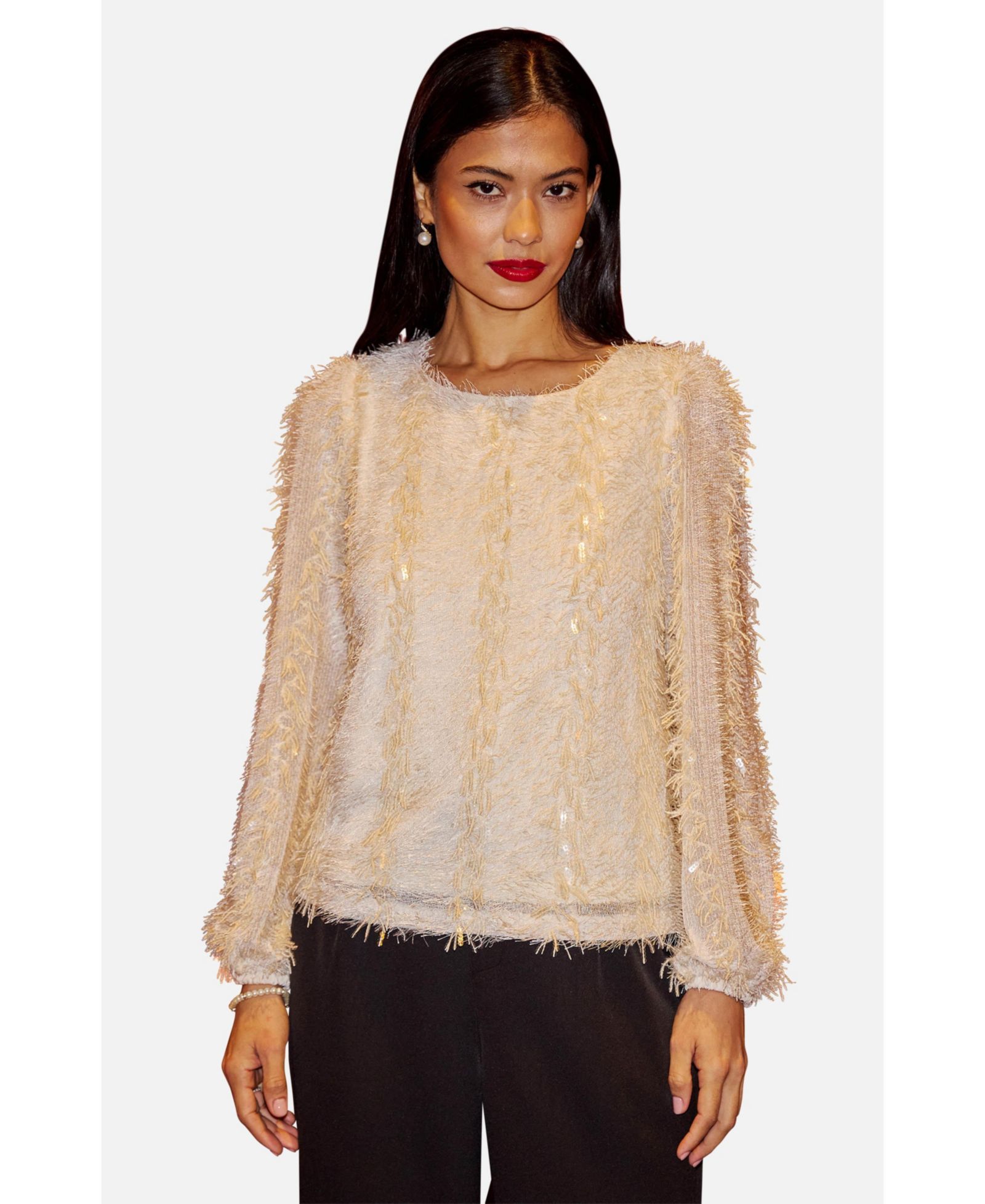 Женский топ Yumi Hanging Sequin Long Sleeve