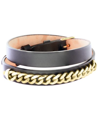 EFFY Collection Men's Leather Bracelet in Gold Over Silver
