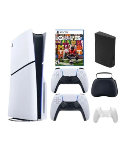 Sony - PlayStation 5 Slim Disc Bundle с игрой College Football 26, аксессуарами и дополнительным контроллером