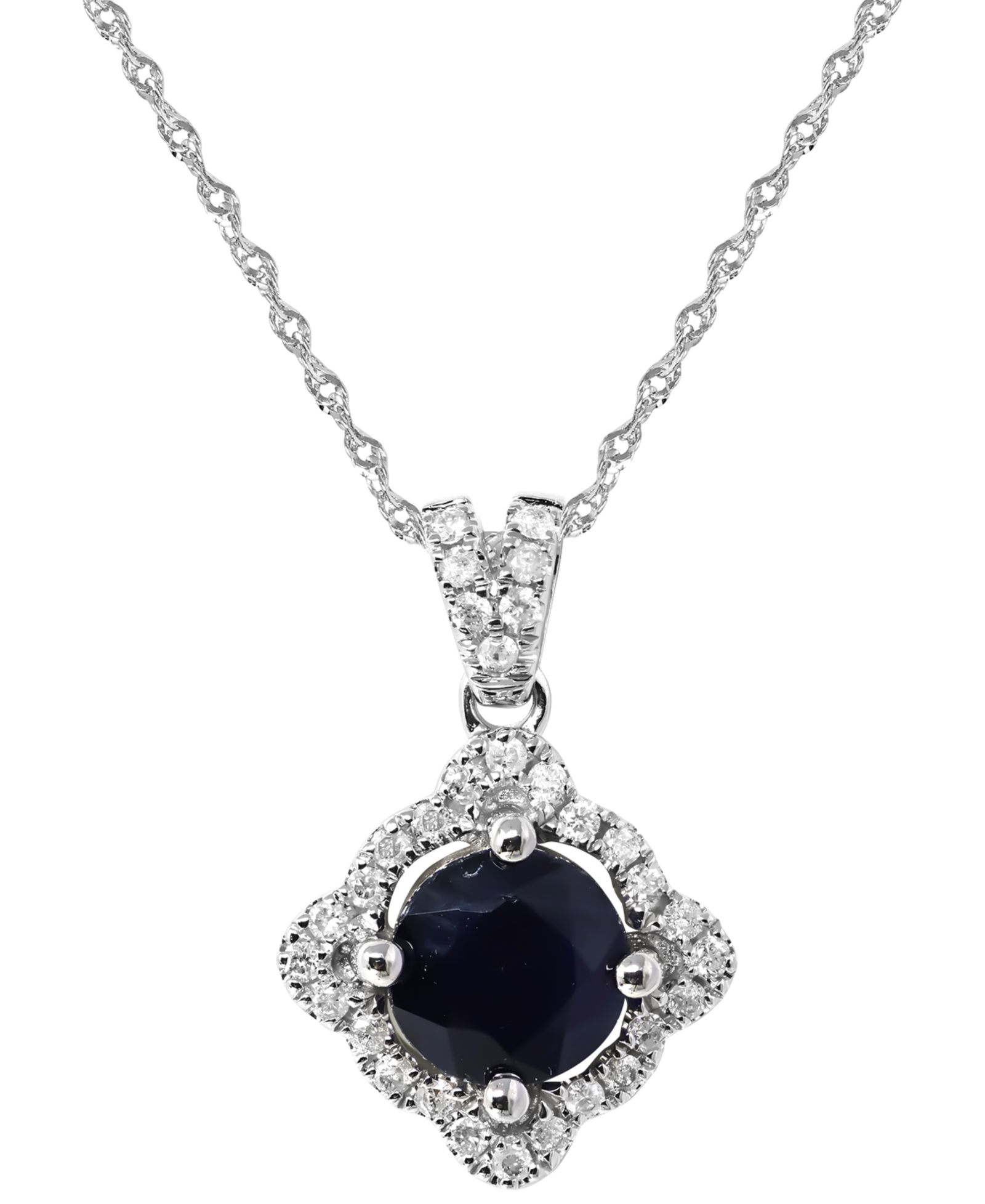 Подвеска-ожерелье Macy's Sapphire (1 ct. t.w.) & Diamond (1/6 ct. t.w.) в белом золоте 14k