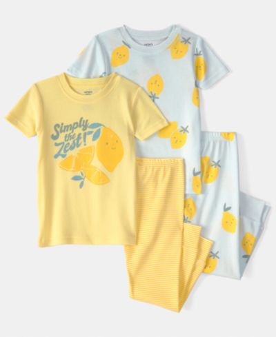 Комплект Carter's Girls' Toddler 2T-5T Lemon Print Top и Pajama Pants, 4-Piece