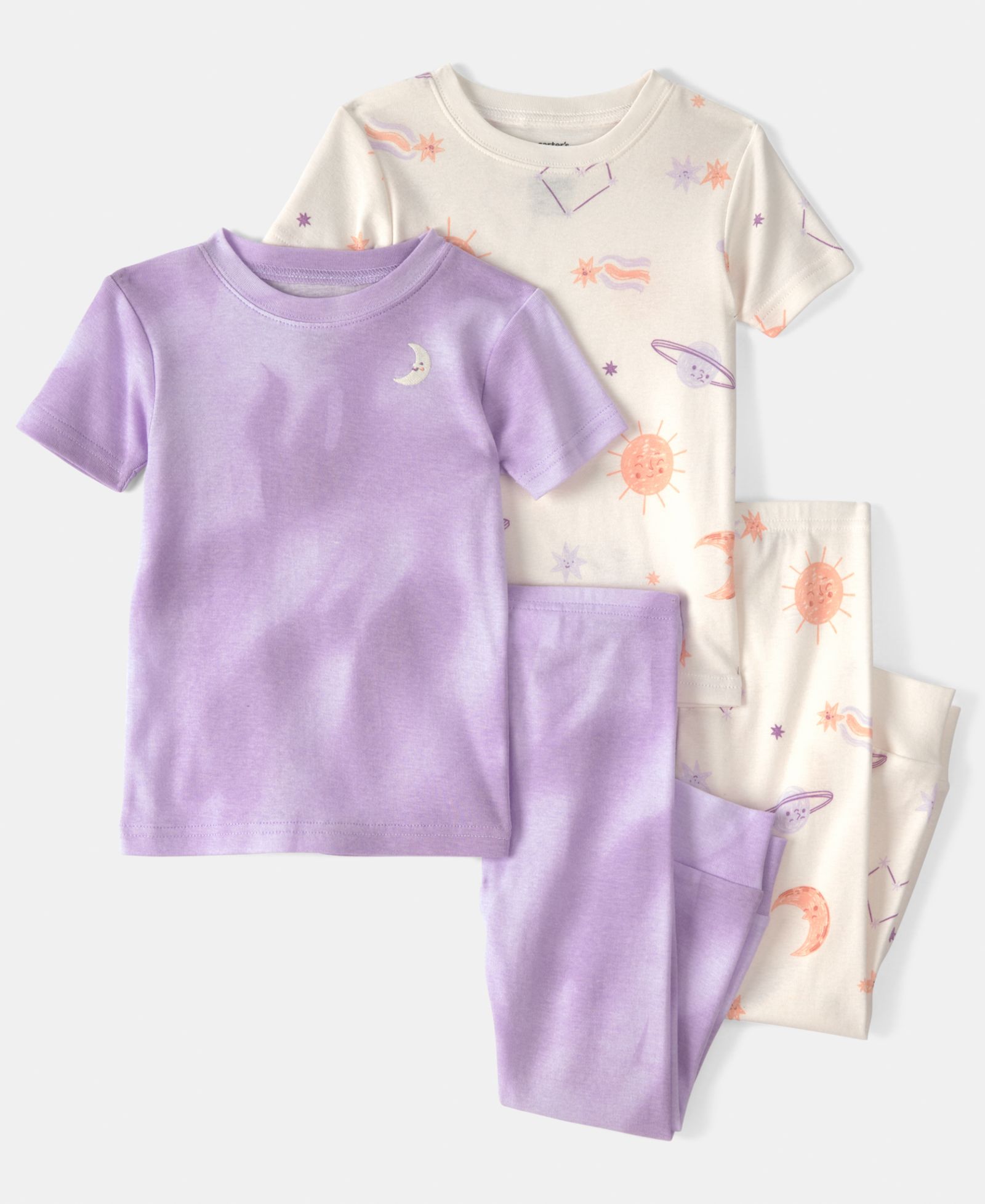 Carter's Детский Space Constellation Tie-Dye Top and Pajama Pants, 4-Piece Set