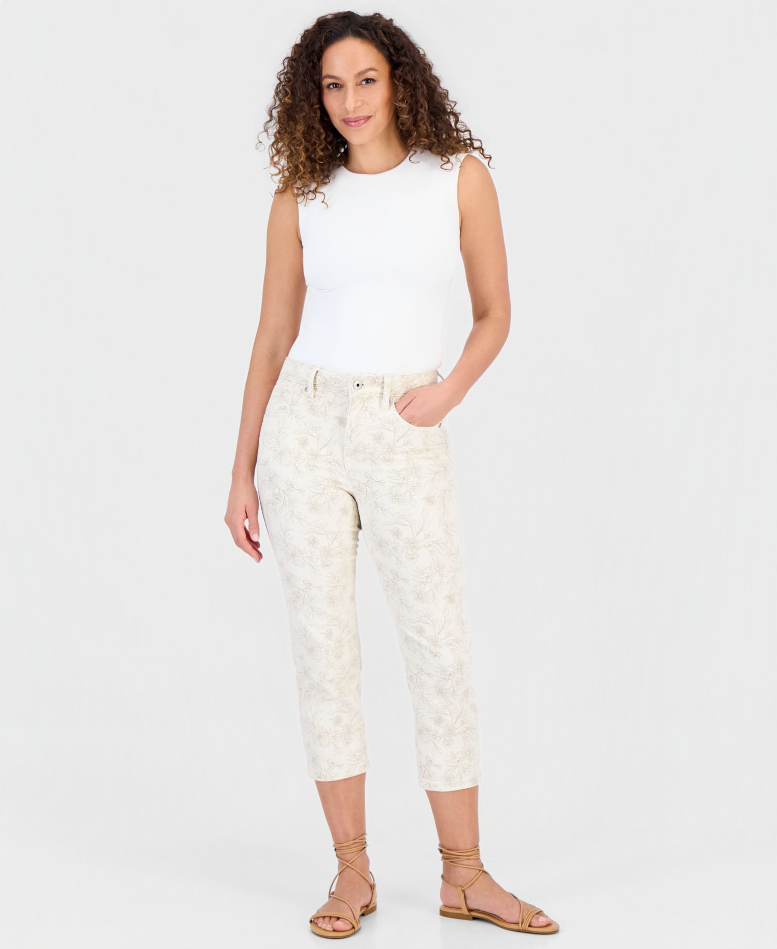 Style & Co укороченные джинсы высокой посадки с принтом, размер Petite, эксклюзив Macy's