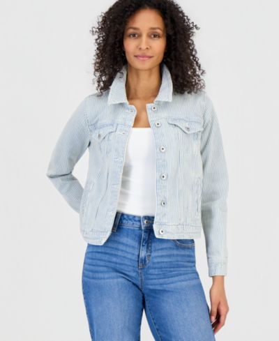 Style & Co Petite Striped Denim Jacket, Macy's Exclusive