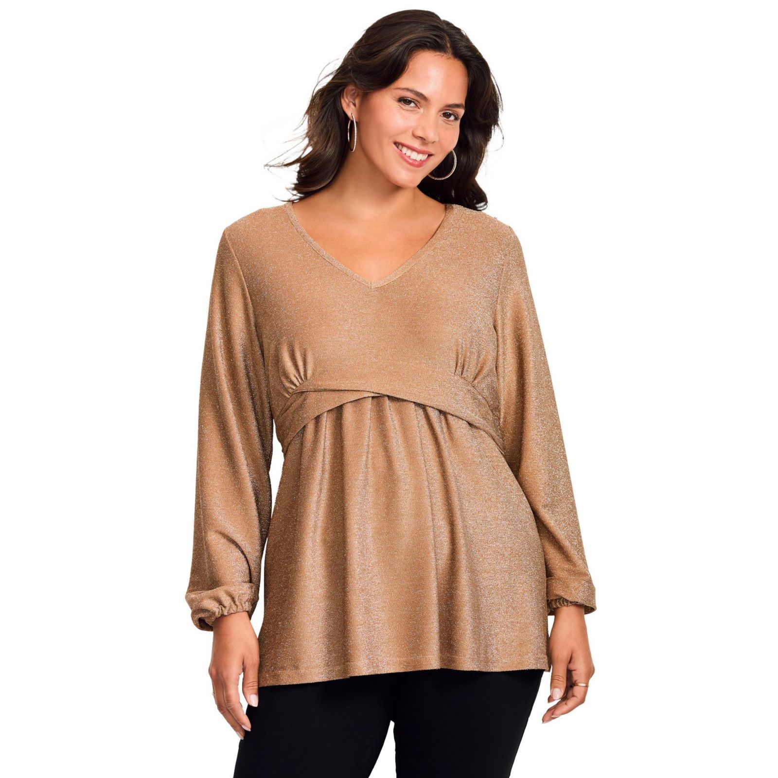 Avenue Women's Plus Size Peplum Shimmer Top