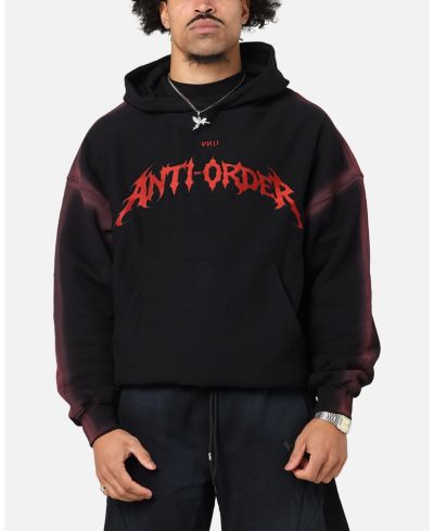 The Anti Order Men's Mosh Boxy Hoodie Sweatshirt - Sunfade Black/Red M
