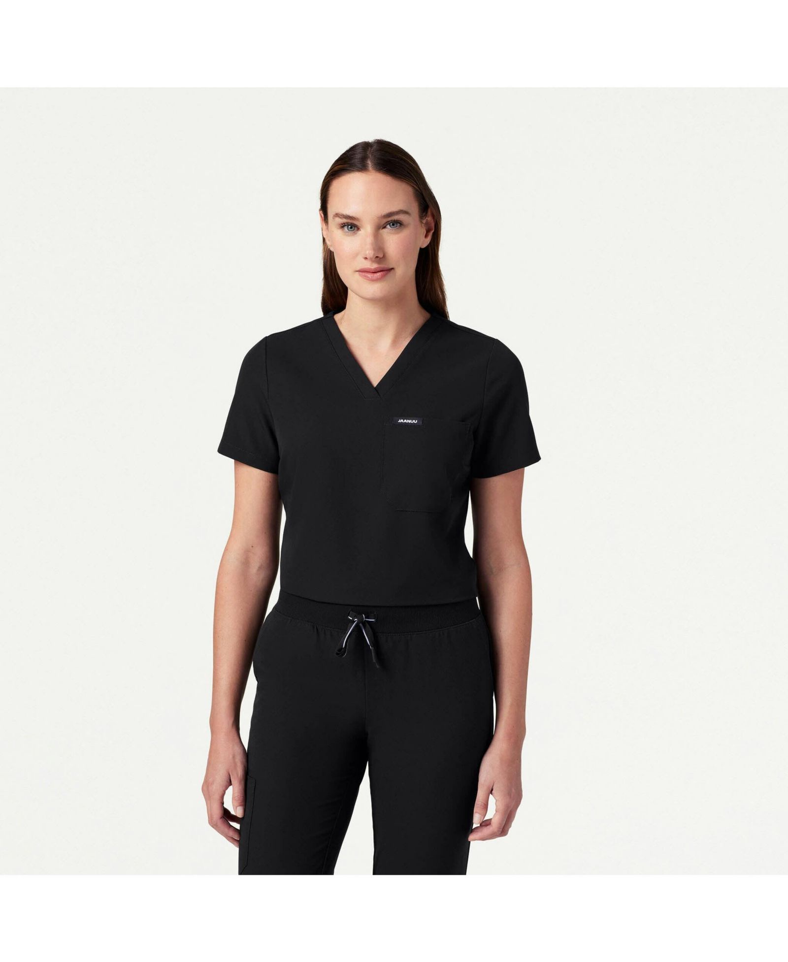 JAANUU Women's Rhena 1-Pocket Slim V-Neck Scrub Top