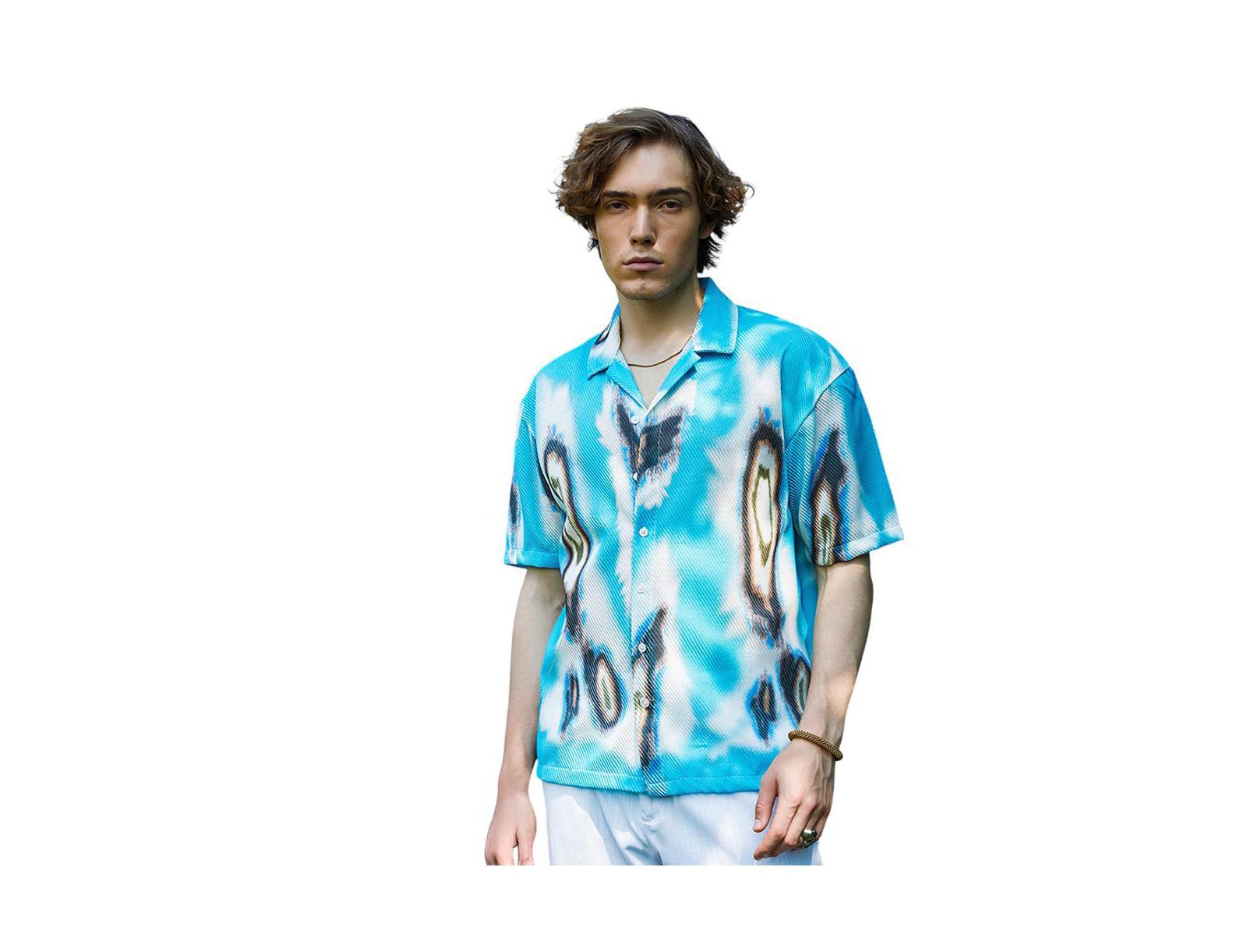 Мужская рубашка Campus Sutra Sky Blue Mesh Oversized