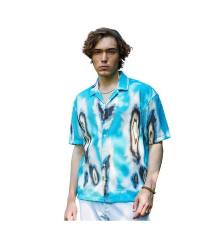 Мужская рубашка Campus Sutra Sky Blue Mesh Oversized