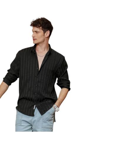 Campus Sutra Men's Onyx Black Candy-Striped Shirt