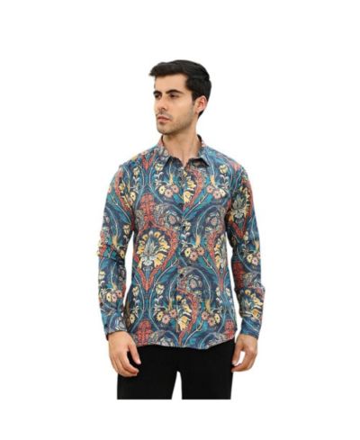 Campus Sutra мужская рубашка с цветочным принтом Aegean Blue Floral-Opulance