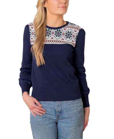 Hope & Henry Женский свитер с рукавами-фонариками из органического хлопка Fair Isle
