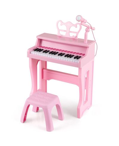 37 Key Kids Piano Keyboard Set with Microphone Stand and Stool