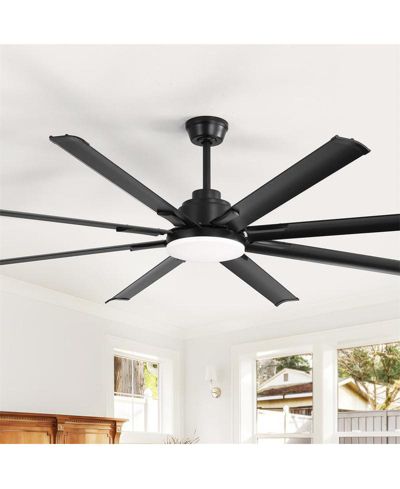 Sofucor 72-inch Modern Matte Black 8-Blade Ceiling Fan Light with Intelligent Remote Control, Supporting Voice and APP Timing Functions