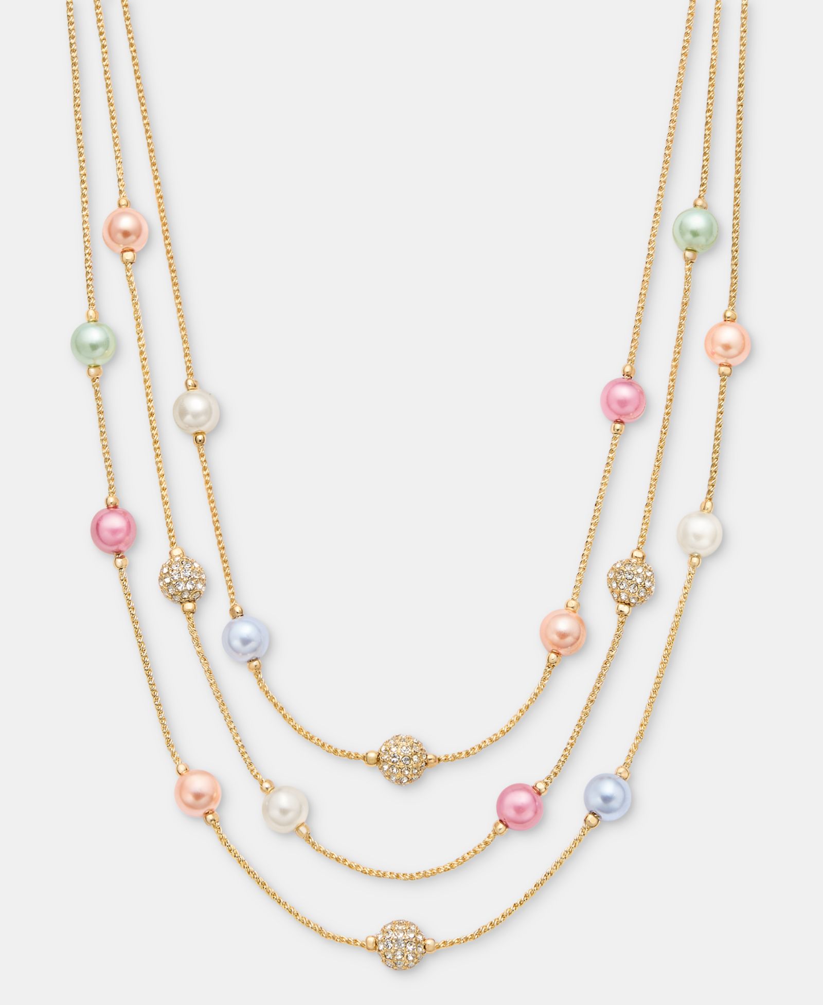 Charter Club Pavé Fireball & Imitation Pearl Layered Necklace, 17" + 2" extender, Macy's Exclusive
